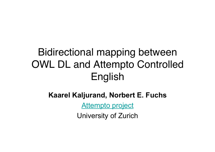bidirectional mapping between owl dl and attempto