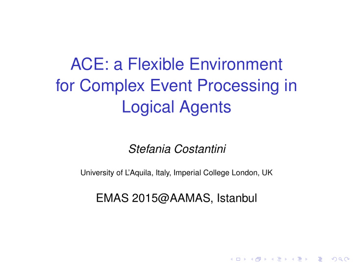 ace a flexible environment for complex event processing