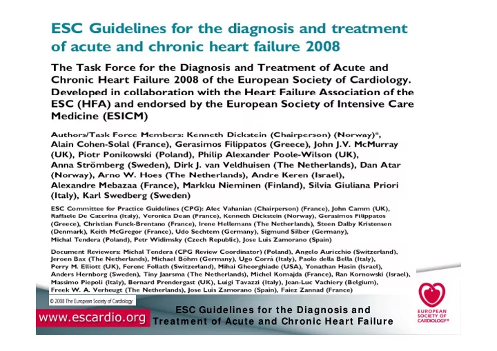 esc guidelines for the diagnosis and treatm ent of acute