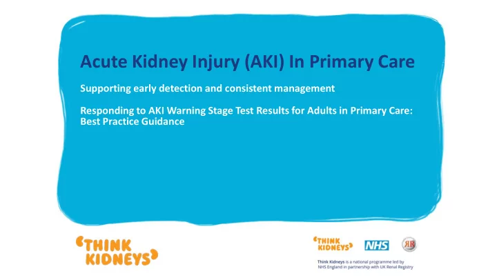 aki in primary care