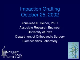 Impaction Grafting  October 25, 2002  Anneliese D. Heiner, Ph.D.  Associate Research Engineer