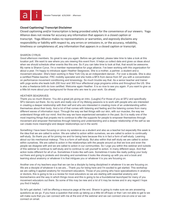 session transcript 6 25 2020 afternoon