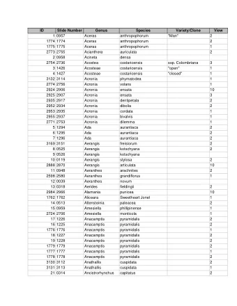 ID  Slide Number  Genus  Species  Variety/Clone  View  1 0957  Aceras  anthropophorum