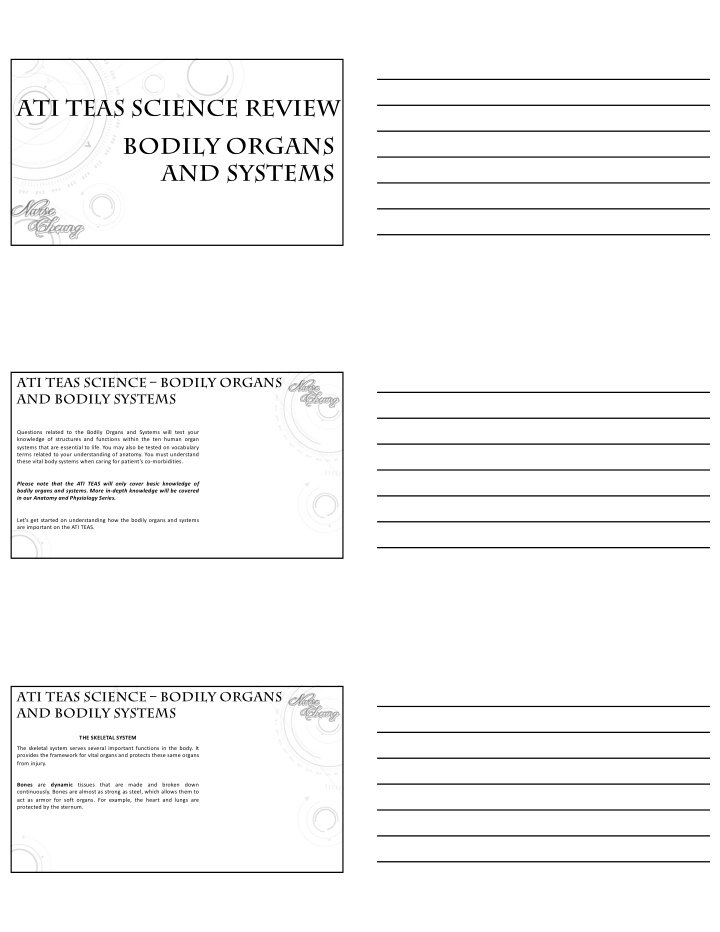 ati teas science review bodily organs and systems