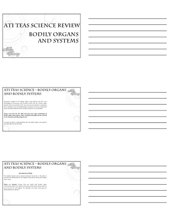 ATI TEAS SCIENCE REVIEW  BODILY ORGANS  AND SYSTEMS  ATI TEAS SCIENCE  BODILY ORGANS  AND BODILY