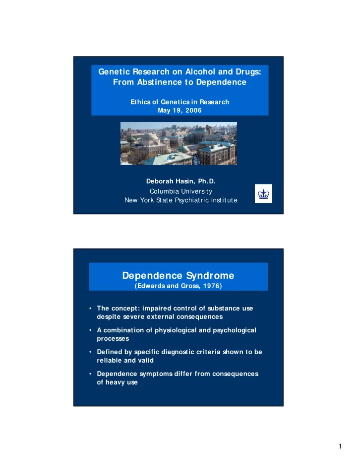 dependence syndrome