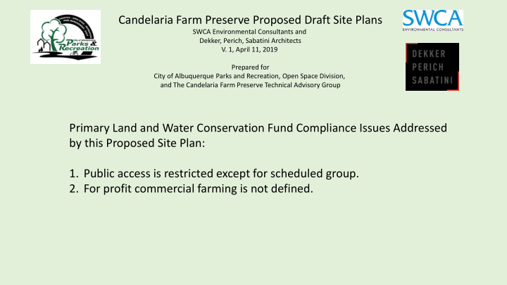 candelaria farm preserve proposed draft site plans