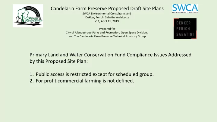 candelaria farm preserve proposed draft site plans