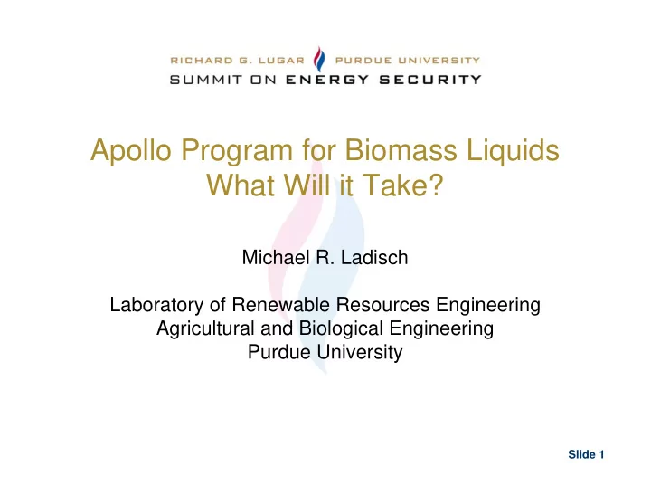 apollo program for biomass liquids what will it take