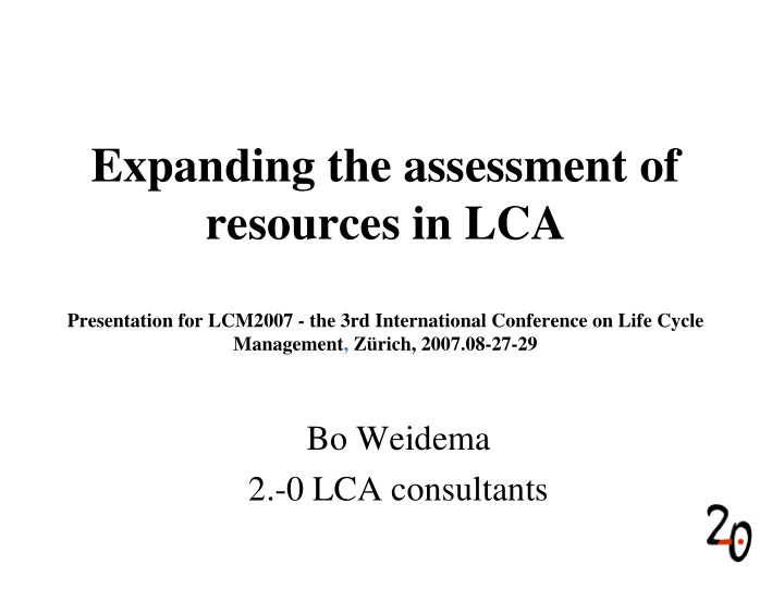 expanding the assessment of resources in lca