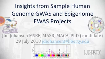 Insights from Sample Human  Genome GWAS and Epigenome  EWAS Projects  Jim Johansen MSEE, MASR,