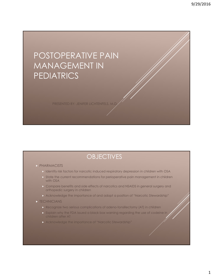 postoperative pain management in pediatrics