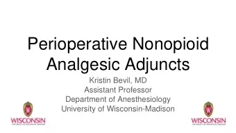 Perioperative Nonopioid  Analgesic Adjuncts  Kristin Bevil, MD  Assistant Professor  Department of