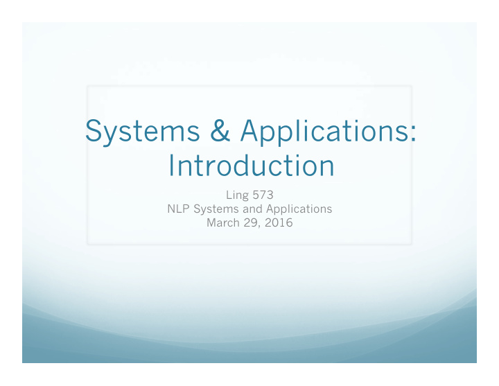 systems applications introduction
