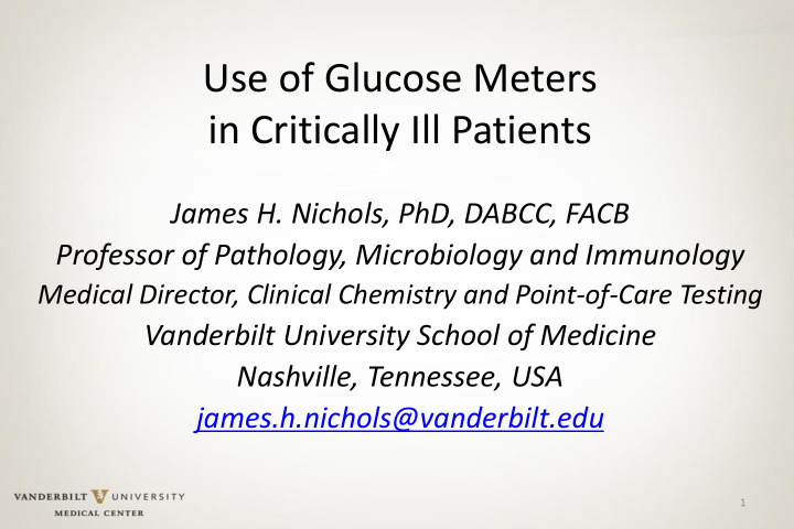 use of glucose meters in critically ill patients