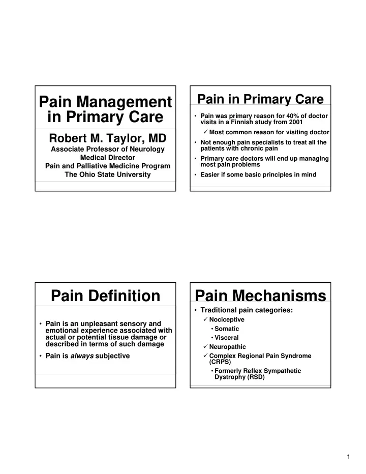 pain management in primary care