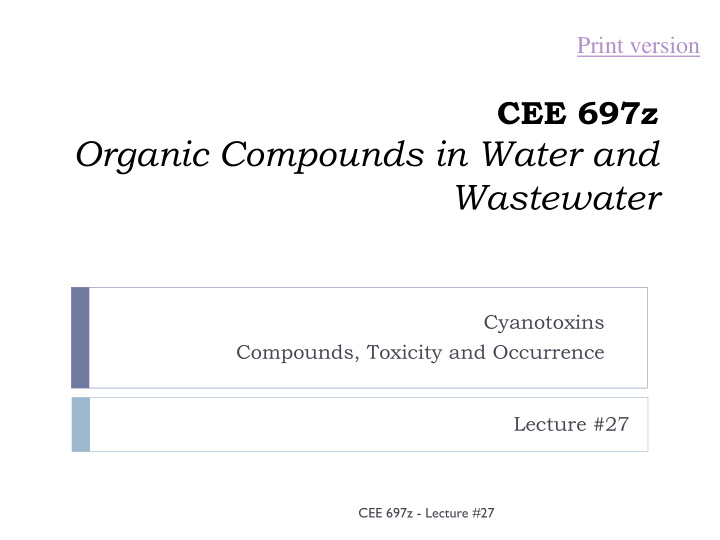 organic compounds in water and wastewater