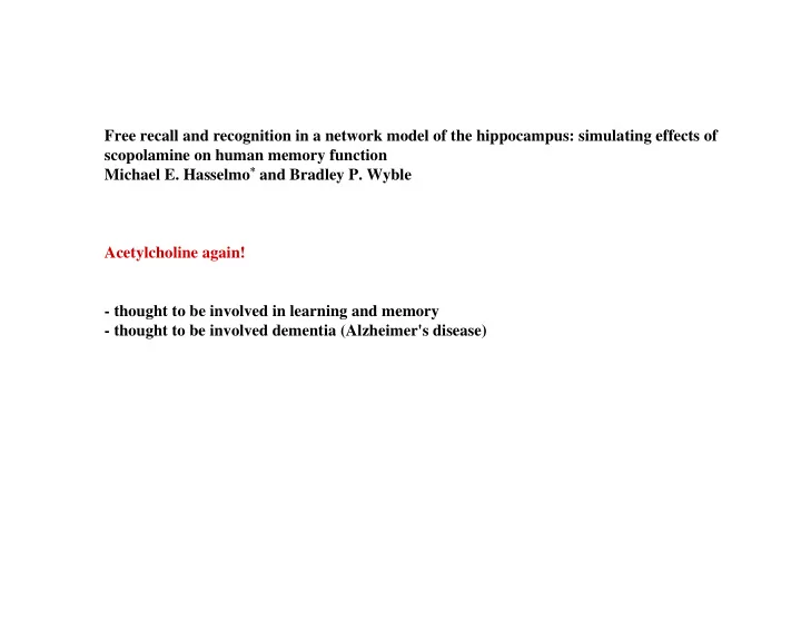 free recall and recognition in a network model of the