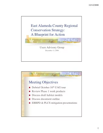 East Alameda County Regional  Conservation Strategy:  gy  A Blueprint for Action  Users Advisory
