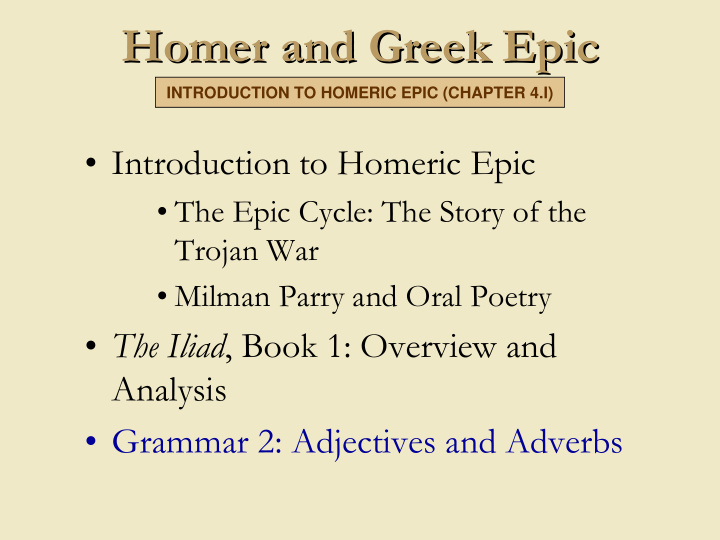 homer and greek epic homer and greek epic