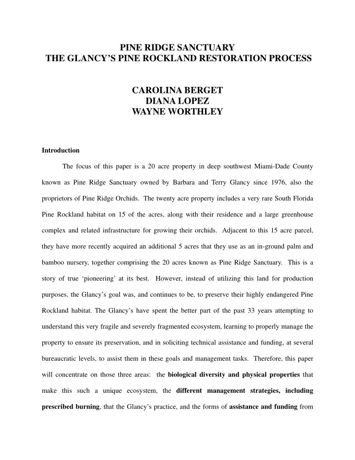 pine ridge sanctuary the glancy s pine rockland