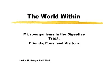 The World Within  Micro-organisms in the Digestive  Tract:  Friends, Foes, and Visitors  Janice M.