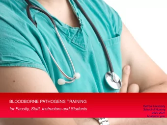 BLOODBORNE PATHOGENS TRAINING  DePaul University  for Faculty, Staff, Instructors and Students