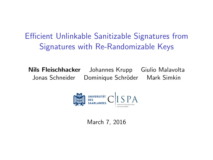 efficient unlinkable sanitizable signatures from