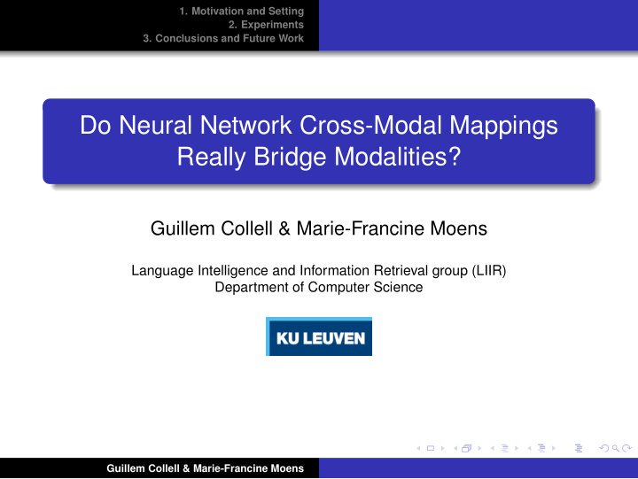 do neural network cross modal mappings really bridge
