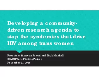 De ve loping a c ommunity-  De ve loping a c ommunity-  dr  dr  ive n r  ive n r  e se ar  e se ar