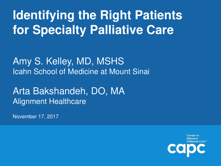 for specialty palliative care