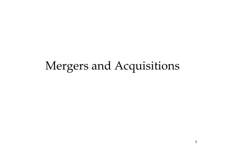 mergers and acquisitions