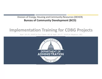 Implementation  Training  for  CDBG  Projects