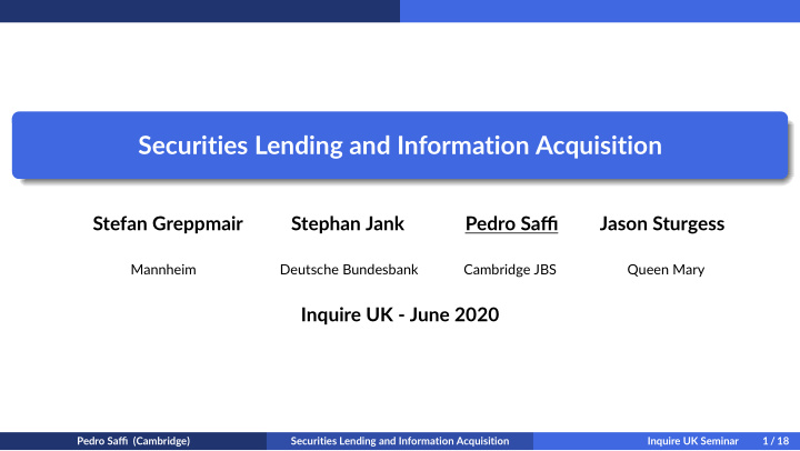 securities lending and information acquisition