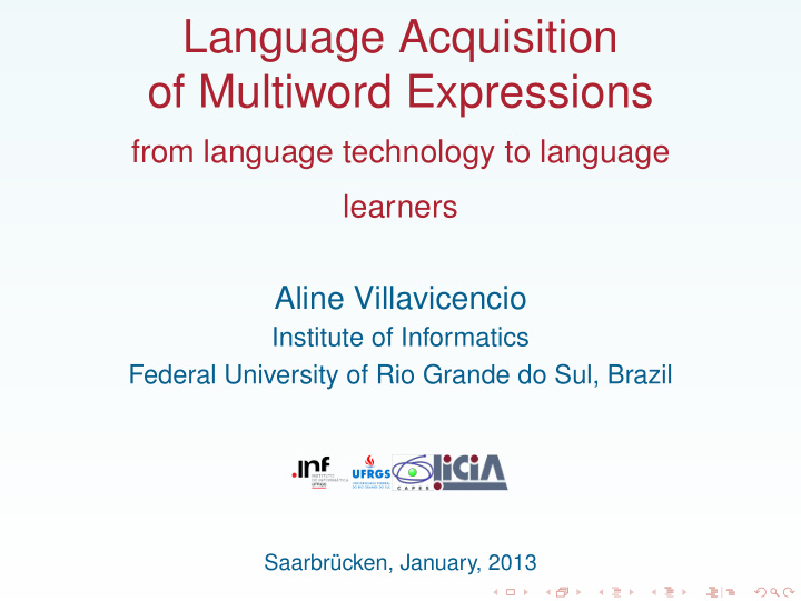 language acquisition of multiword expressions