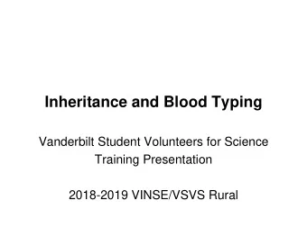 Inheritance and Blood Typing  Vanderbilt Student Volunteers for Science  Training Presentation