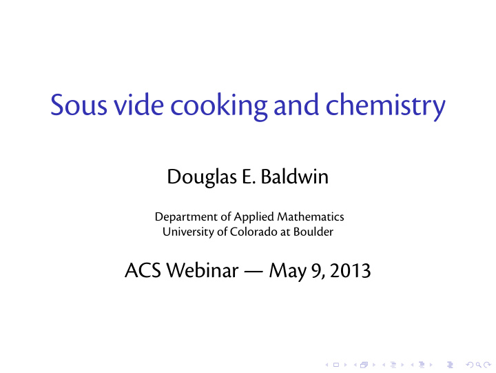 sous vide cooking and chemistry