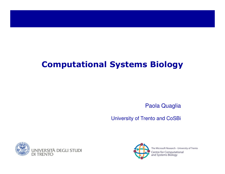 computational systems biology