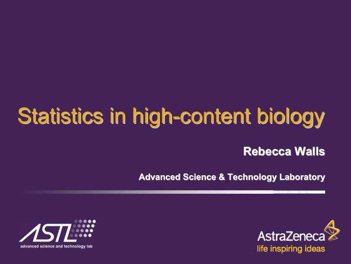 statistics in high content biology content biology