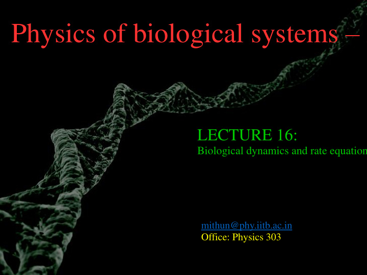 physics of biological systems ph 419