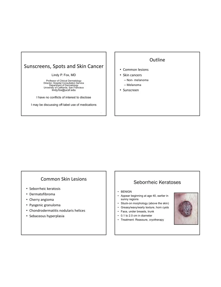 sunscreens spots and skin cancer