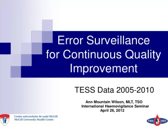 Error Surveillance  for Continuous Quality  Improvement  TESS Data 2005-2010  Ann Mountain Wilson,