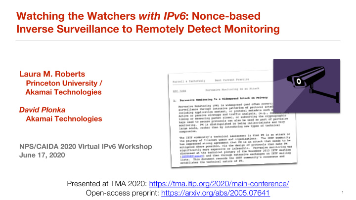 watching the watchers with ipv6 nonce based inverse
