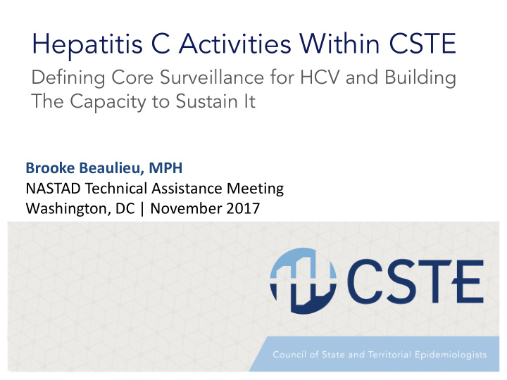 hepatitis c activities within cste