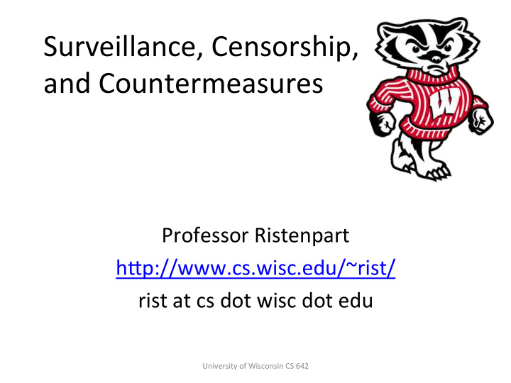 surveillance censorship and countermeasures