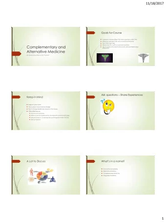 Complementary and  How to speak with patients about CAM and prescription drug  interactions