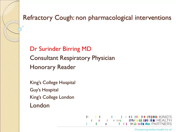 refractory cough non pharmacological interventions