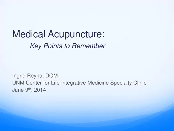 medical acupuncture