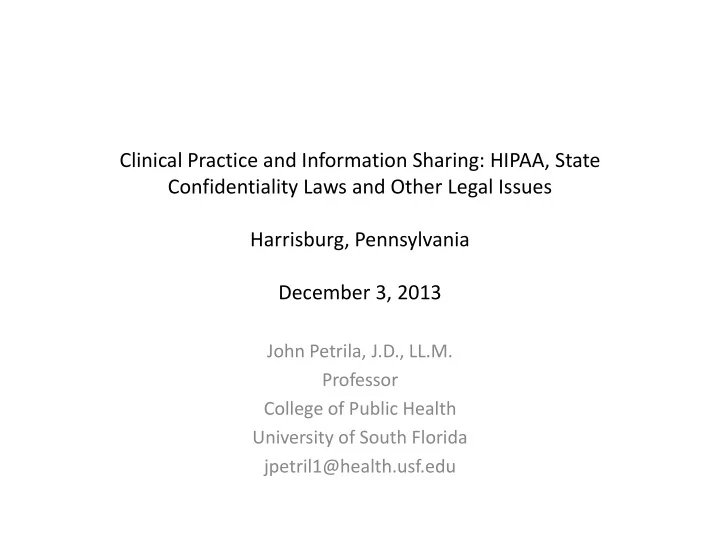 clinical practice and information sharing hipaa state