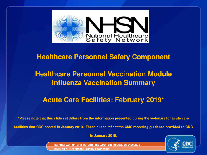 healthcare personnel safety component healthcare